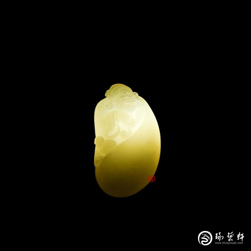 【琢艺轩】新疆和田玉黄皮一级白玉籽玉挂件 财神 （独籽） 27克