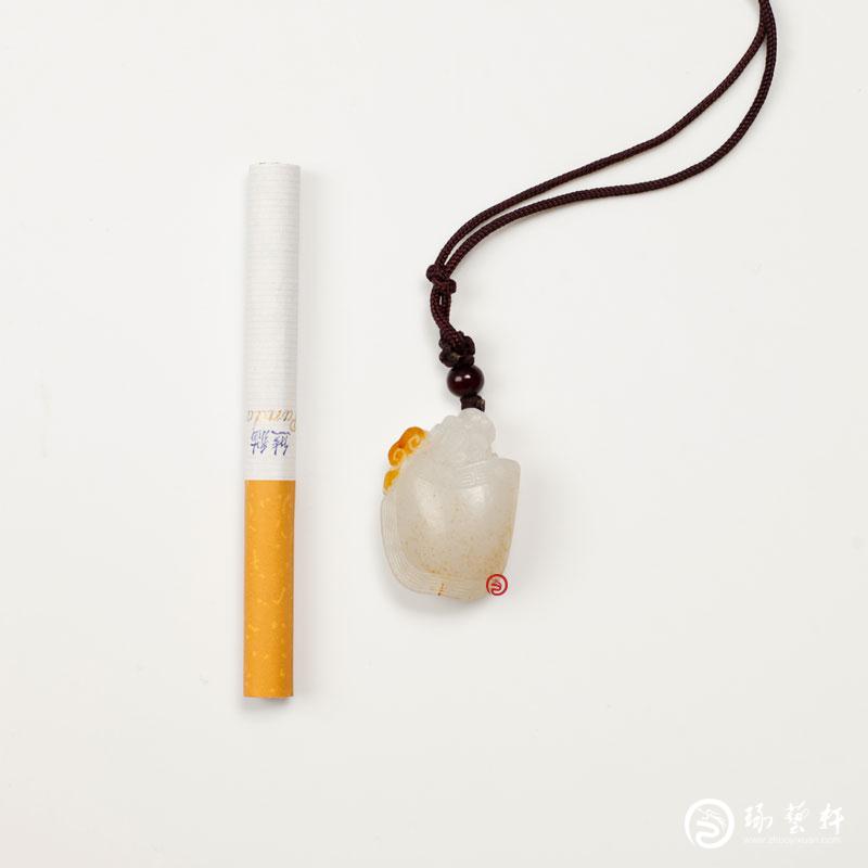 【琢藝軒】新疆和田玉紅皮白玉籽玉掛件 龍龜 15克