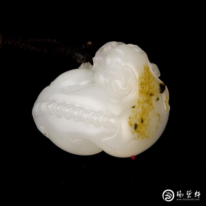 【琢艺轩】新疆和田玉洒金皮一级白玉籽玉挂件 小貔貅（独籽） 32克