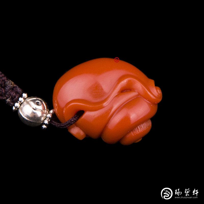 【琢艺轩】四川凉山南红玛瑙锦红挂件   蜗牛  8克