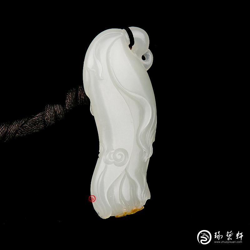 【琢藝軒】新疆和田玉紅皮白玉籽玉掛件 蘭花 10克