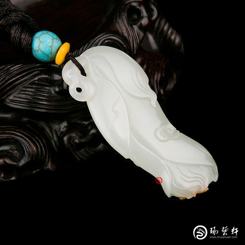 【琢藝軒】新疆和田玉紅皮白玉籽玉掛件 蘭花 10克