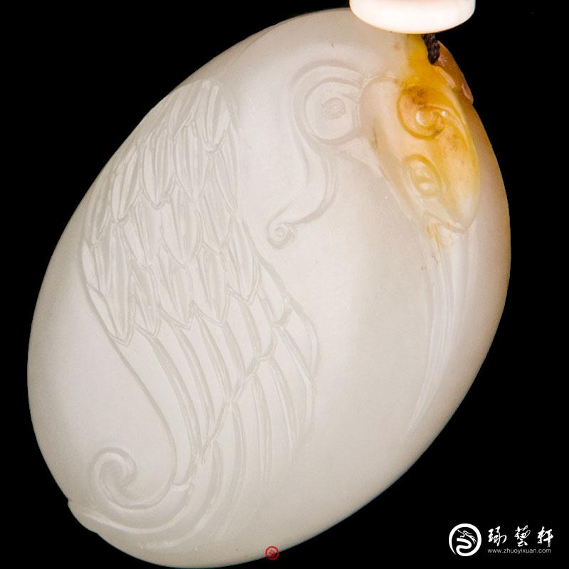 【琢藝軒】新疆和田玉紅皮白玉籽玉掛件 鴻運當頭 15克