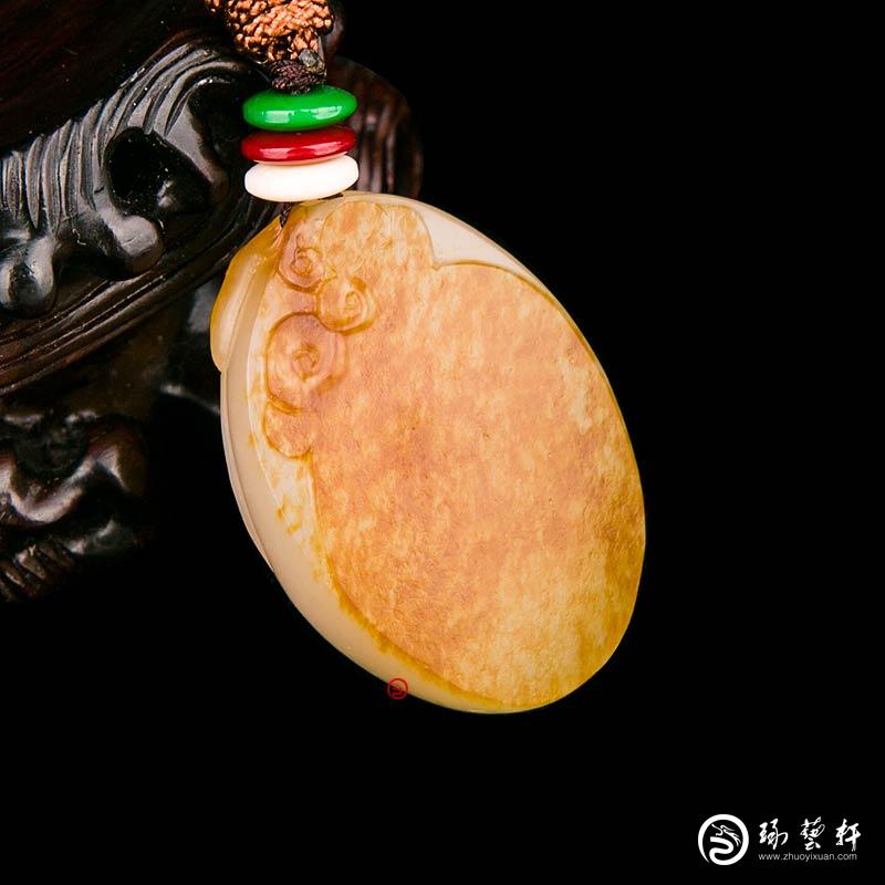 【琢藝軒】新疆和田玉紅皮白玉籽玉掛件 鴻運當頭 15克