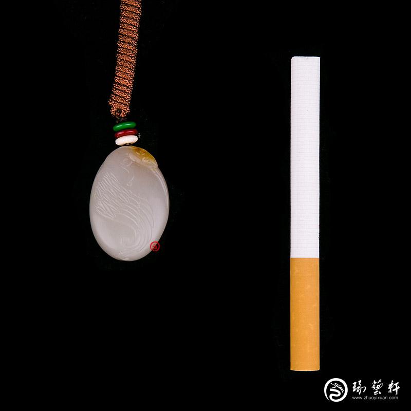 【琢藝軒】新疆和田玉紅皮白玉籽玉掛件 鴻運當頭 15克