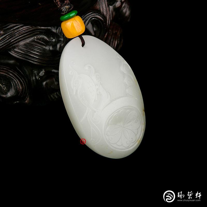 【琢藝軒】新疆和田玉灑金皮白玉籽玉掛件 祥瑞 21克