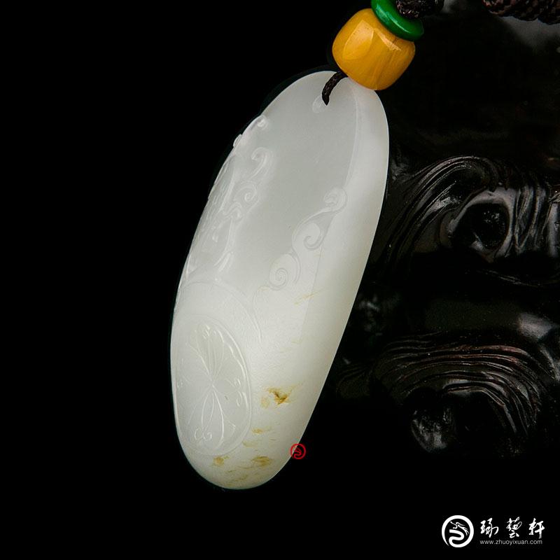 【琢藝軒】新疆和田玉灑金皮白玉籽玉掛件 祥瑞 21克