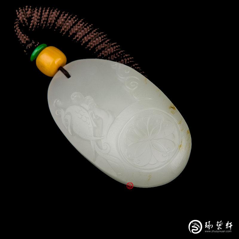 【琢藝軒】新疆和田玉灑金皮白玉籽玉掛件 祥瑞 21克