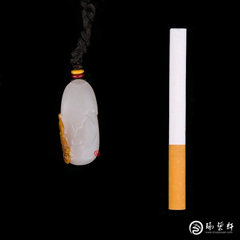 【琢藝軒】新疆和田玉紅皮一級(jí)白玉籽玉掛件 流云百福 12克