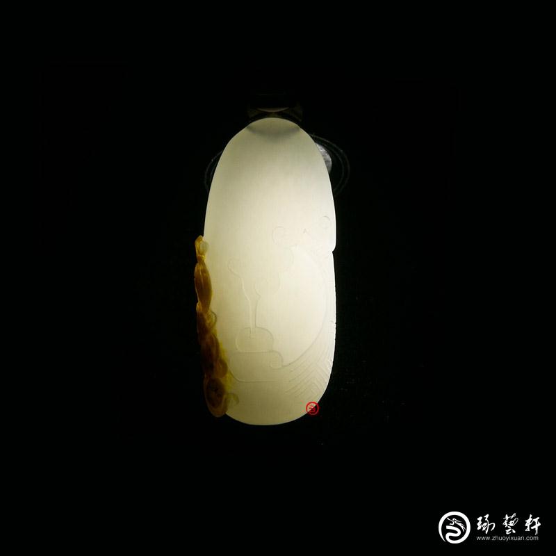 【琢藝軒】新疆和田玉紅皮一級(jí)白玉籽玉掛件 流云百福 12克