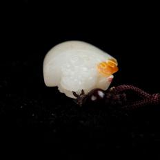 【琢藝軒】新疆和田玉紅皮白玉籽玉掛件 龍龜 15克