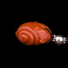 【琢艺轩】四川凉山南红玛瑙锦红挂件   蜗牛  8克