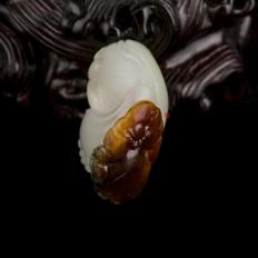 【琢藝軒】新疆和田玉紅沁白玉籽玉掛件 有福同享（獨(dú)籽） 17克