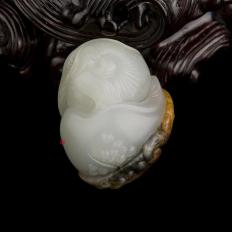 【琢藝軒】新疆和田玉紅沁白玉籽玉掛件 有福同享（獨(dú)籽） 17克