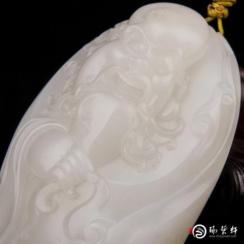 【琢艺轩】新疆和田玉黄皮羊脂白玉籽玉把件 寿星 142克