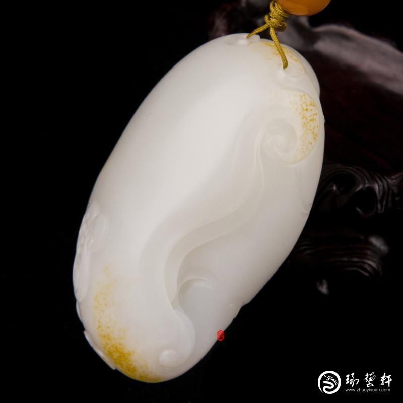 【琢艺轩】新疆和田玉黄皮羊脂白玉籽玉把件 寿星 142克