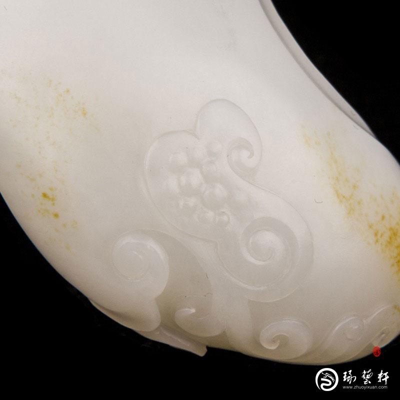 【琢艺轩】新疆和田玉黄皮羊脂白玉籽玉把件 寿星 142克