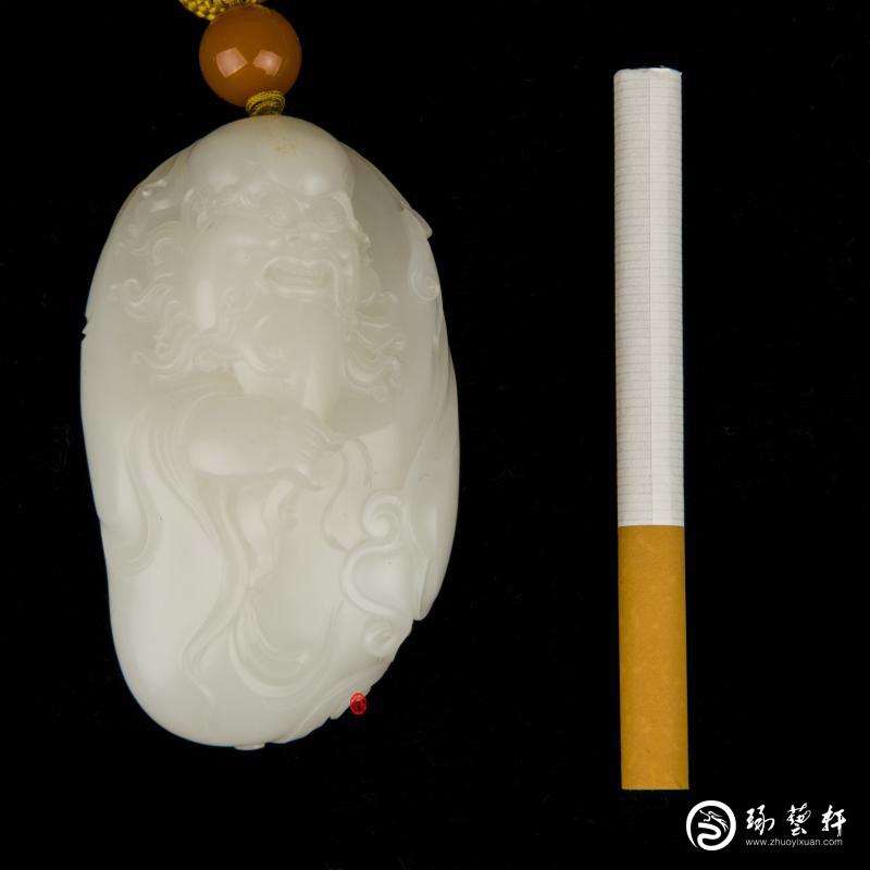 【琢艺轩】新疆和田玉黄皮羊脂白玉籽玉把件 寿星 142克