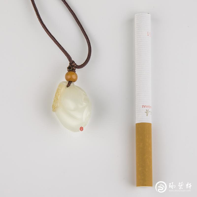 【琢藝軒】新疆和田玉黃皮白玉籽玉掛件  連年如意 10克