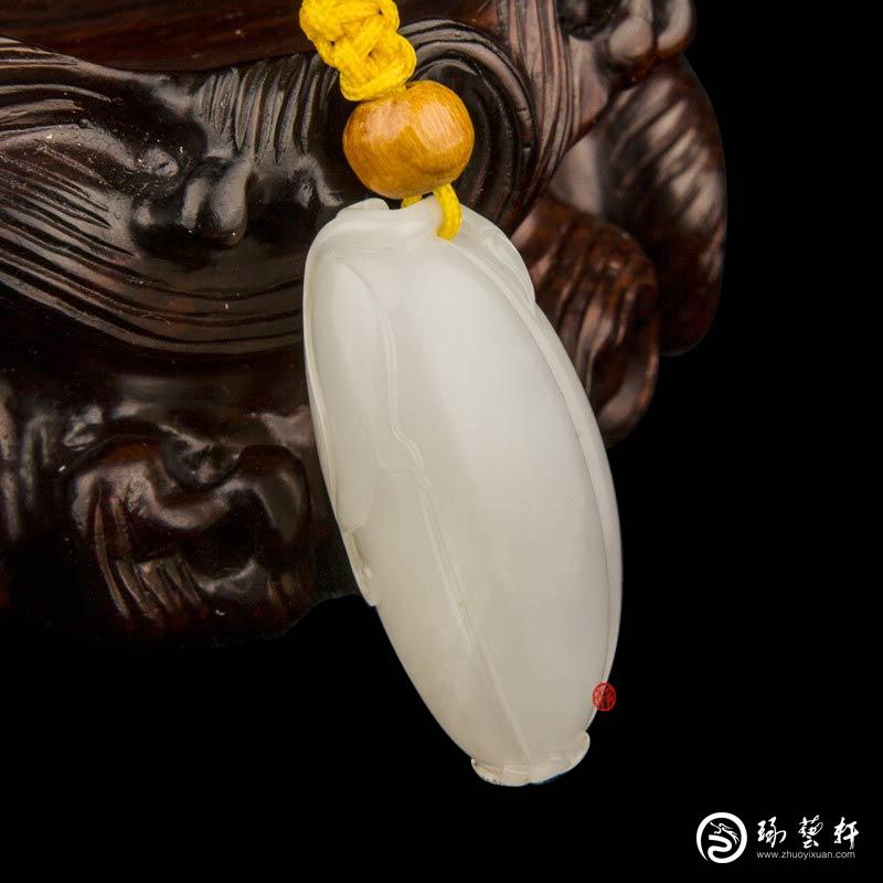 【琢藝軒】新疆和田玉紅皮一級白玉籽玉掛件 福瓜  7克