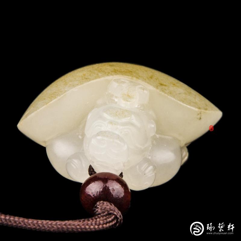 【琢藝軒】新疆和田玉黃皮白玉籽玉掛件 ?龍龜 10克