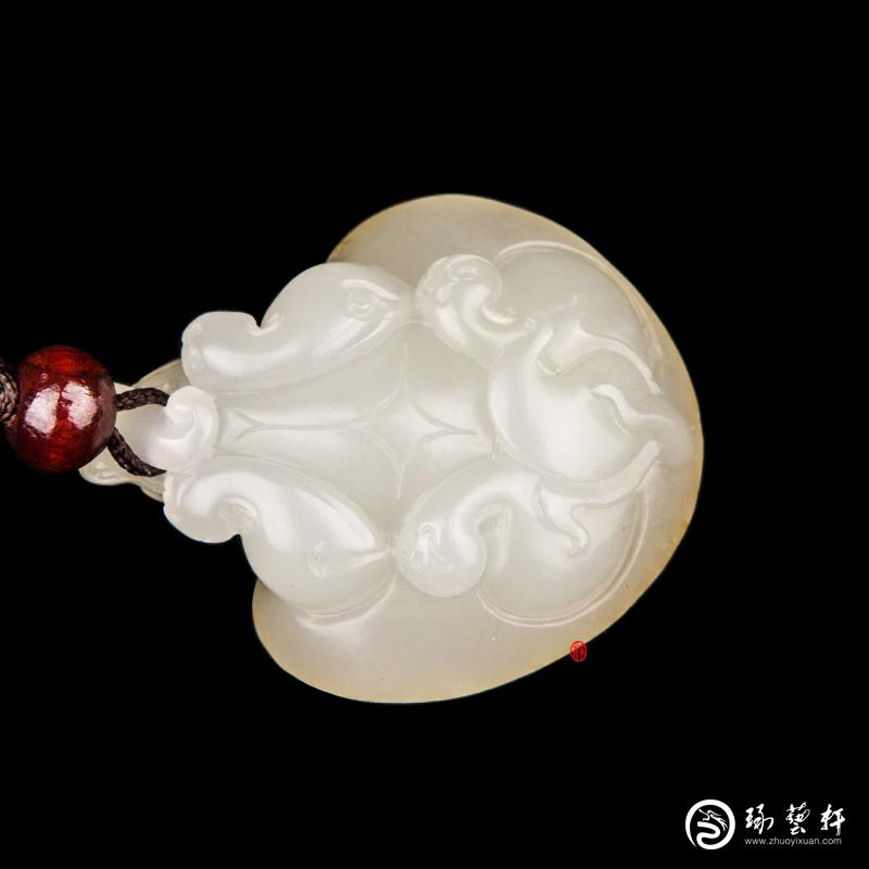 【琢藝軒】新疆和田玉黃皮白玉籽玉掛件 ?龍龜 10克