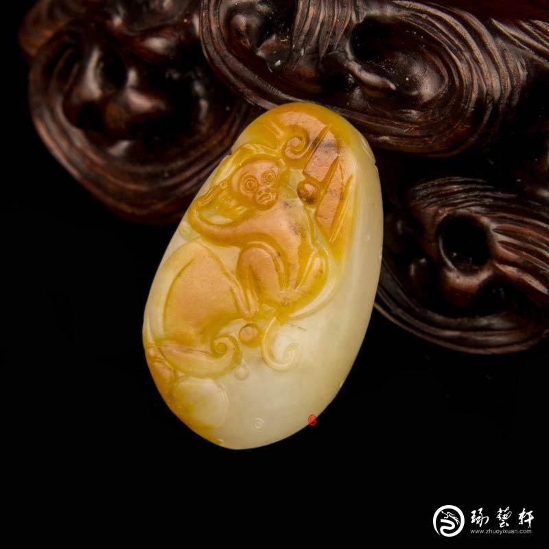 【琢艺轩】新疆和田玉黄沁白玉籽玉挂件 代代封侯  10克