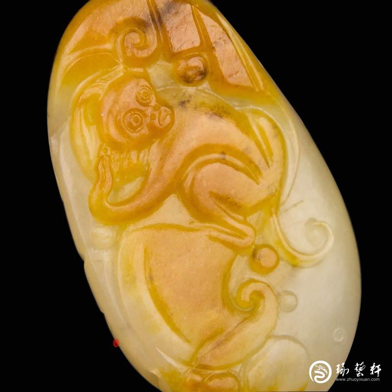 【琢艺轩】新疆和田玉黄沁白玉籽玉挂件 代代封侯  10克