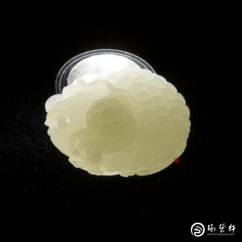【琢藝軒】新疆和田玉黃皮羊脂白玉籽玉掛件  金蟾  15克