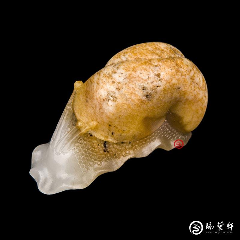 【琢艺轩】新疆和田玉羊脂白玉籽玉挂件 蜗牛 32克