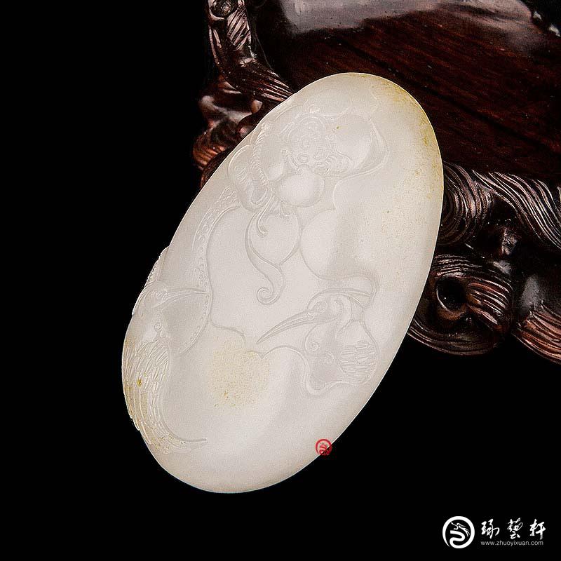 【琢藝軒】新疆和田玉黃皮一級(jí)白玉籽玉把件（獨(dú)籽）  一路連科  79克