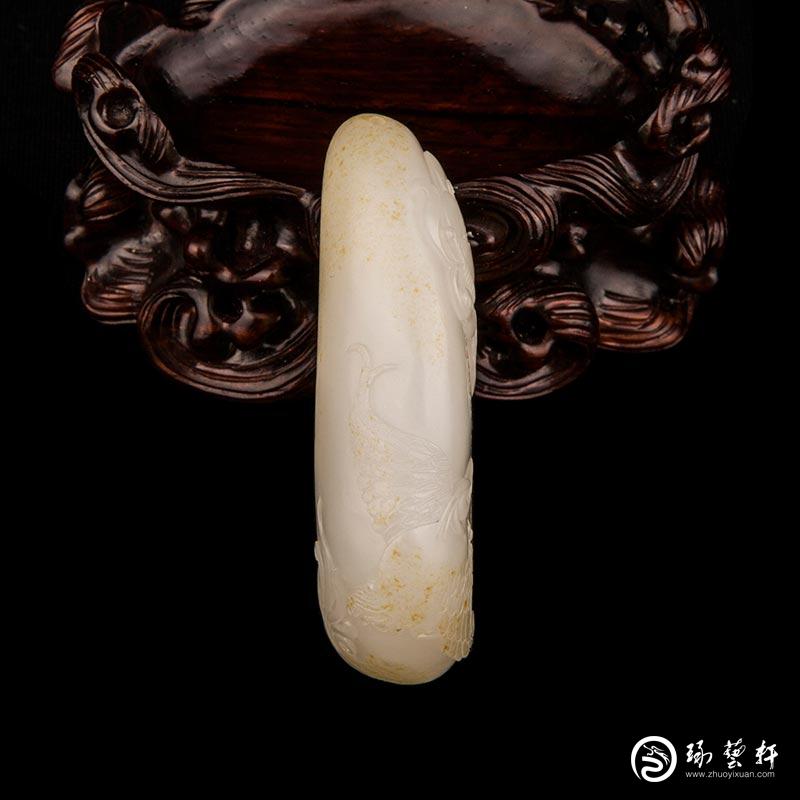 【琢藝軒】新疆和田玉黃皮一級(jí)白玉籽玉把件（獨(dú)籽）  一路連科  79克