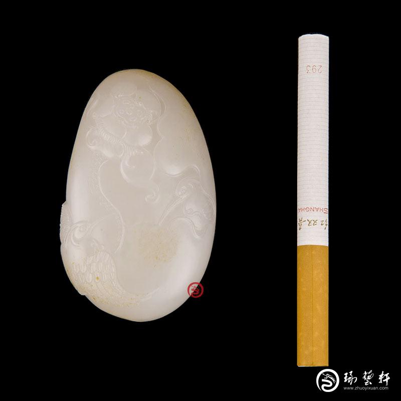 【琢藝軒】新疆和田玉黃皮一級(jí)白玉籽玉把件（獨(dú)籽）  一路連科  79克