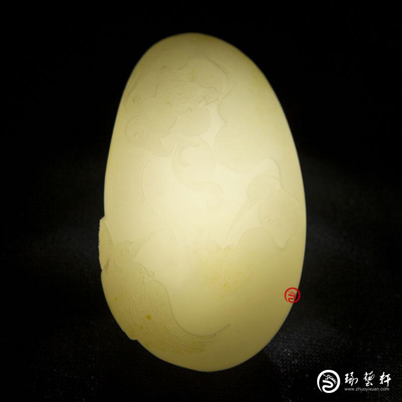 【琢藝軒】新疆和田玉黃皮一級(jí)白玉籽玉把件（獨(dú)籽）  一路連科  79克
