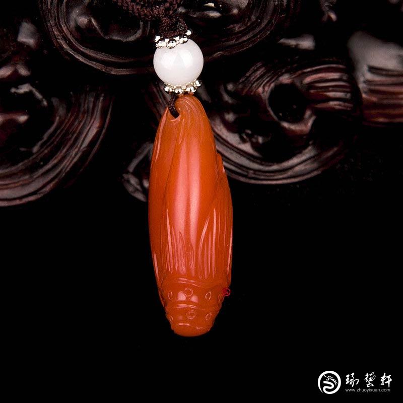 【琢艺轩】四川凉山南红玛瑙樱桃红挂件  节节高 6克