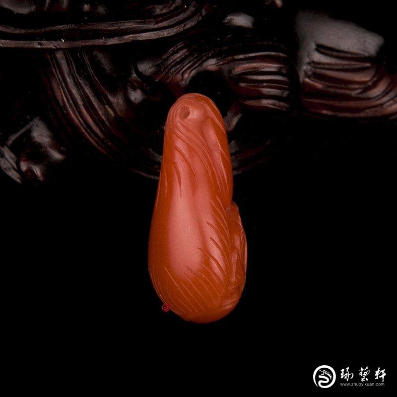 【琢艺轩】四川凉山南红玛瑙柿子红挂件 富甲一方 2克