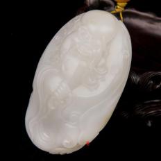 【琢艺轩】新疆和田玉黄皮羊脂白玉籽玉把件 寿星 142克