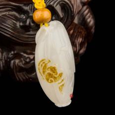 【琢藝軒】新疆和田玉紅皮一級白玉籽玉掛件 福瓜  7克
