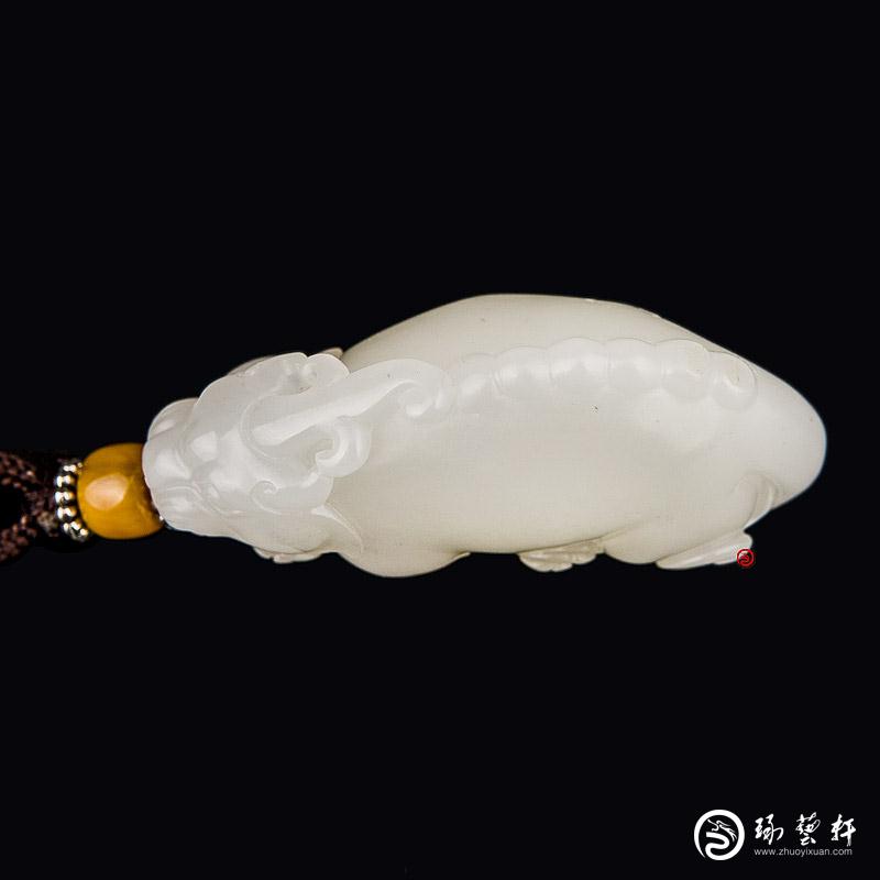 【琢藝軒】新疆和田玉白玉籽玉掛件 貔貅 37克