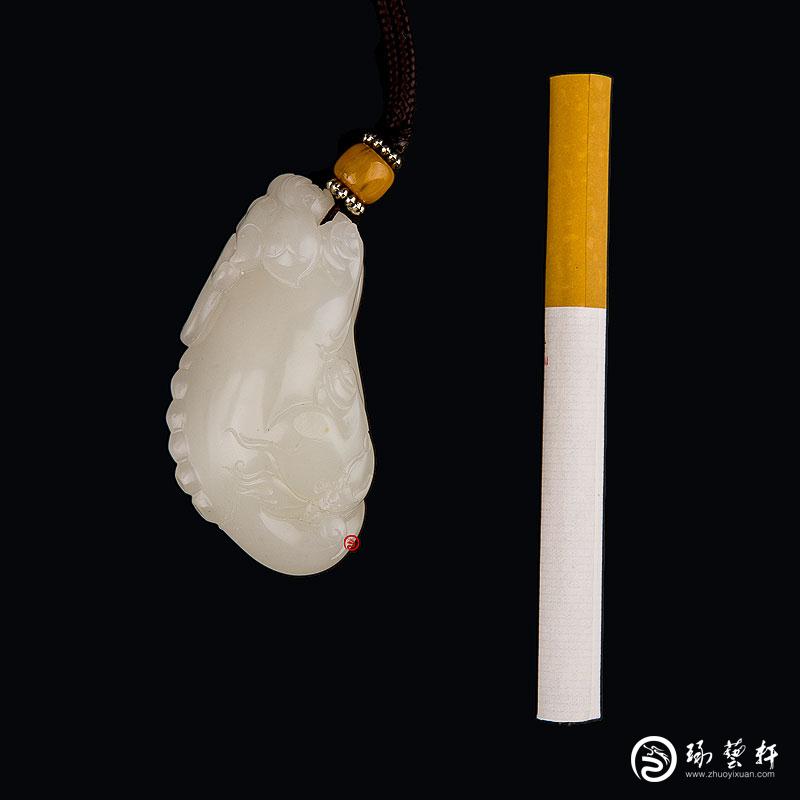 【琢藝軒】新疆和田玉白玉籽玉掛件 貔貅 37克