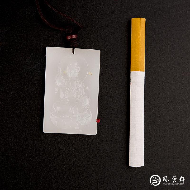 【琢藝軒】新疆和田玉一級白玉籽玉玉牌 觀音 26.5克