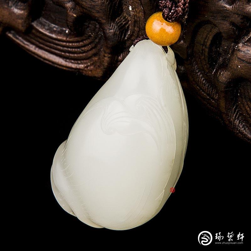 【琢艺轩】新疆和田玉洒金皮白玉籽玉挂件 萌芽 24.5克