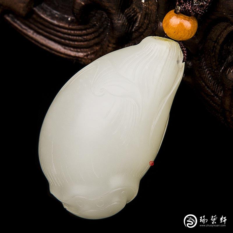 【琢艺轩】新疆和田玉洒金皮白玉籽玉挂件 萌芽 24.5克