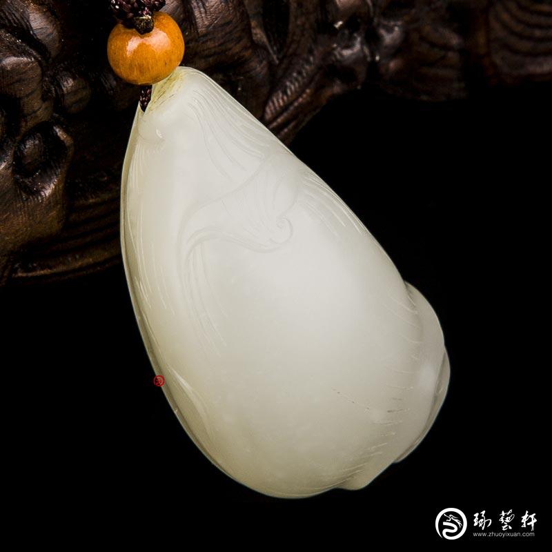 【琢艺轩】新疆和田玉洒金皮白玉籽玉挂件 萌芽 24.5克