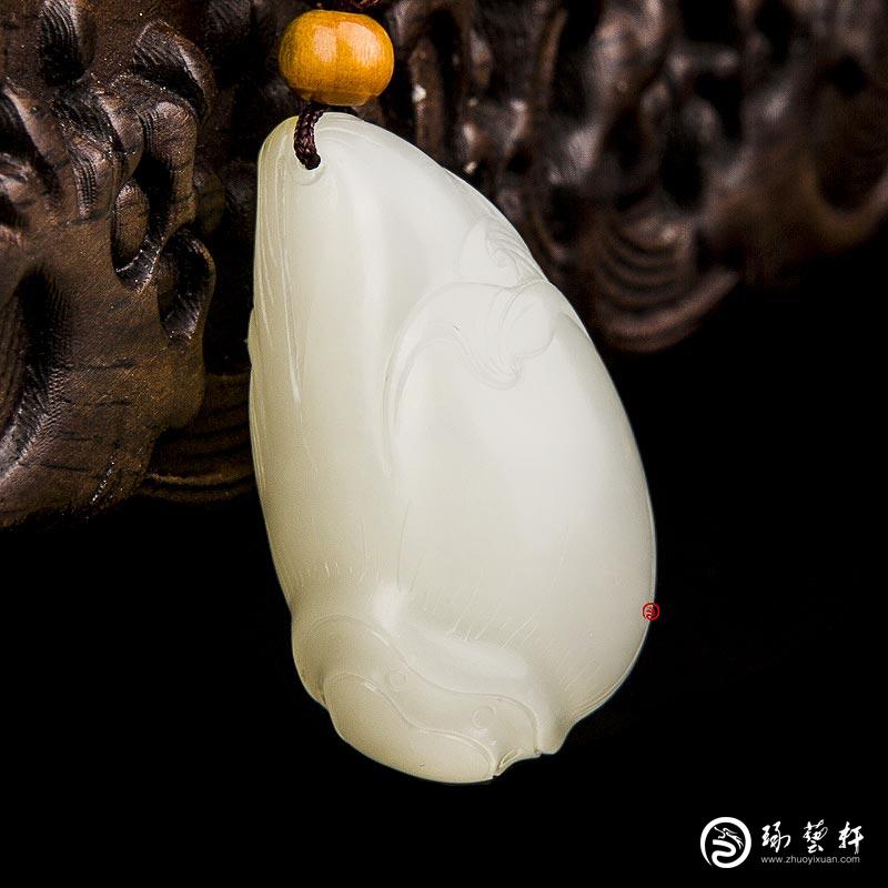 【琢艺轩】新疆和田玉洒金皮白玉籽玉挂件 萌芽 24.5克