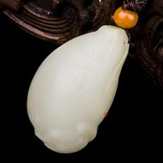 【琢艺轩】新疆和田玉洒金皮白玉籽玉挂件 萌芽 24.5克