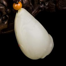 【琢艺轩】新疆和田玉洒金皮白玉籽玉挂件 萌芽 24.5克