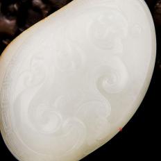 【琢藝軒】新疆和田玉紅皮羊脂白玉籽玉把件 龍鳳齊鳴 62克