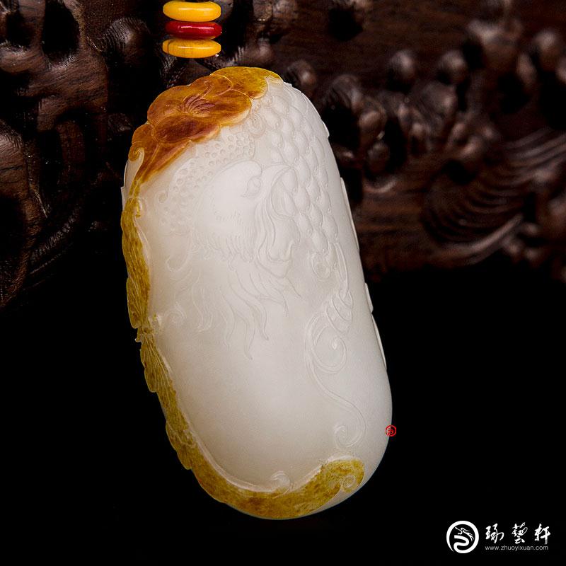 【琢藝軒】新疆和田玉紅皮白玉籽玉把件 官上加冠（獨(dú)籽） 47克