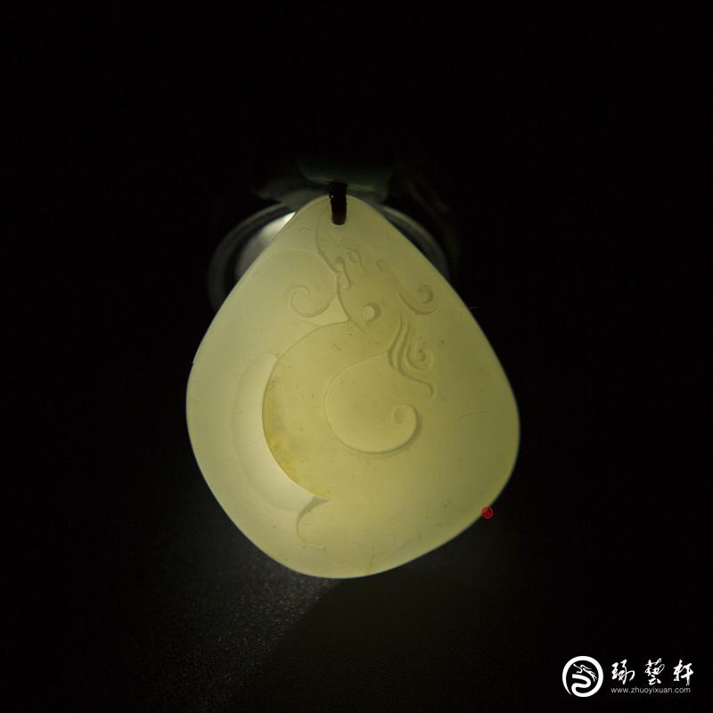 【琢艺轩】新疆和田玉白皮白玉籽玉挂件（独籽） 仿古龙 12.4克